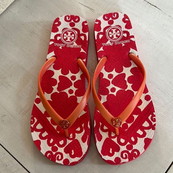 Tory Burch Red  Flip Flops Size 7 - Picture 1 of 4